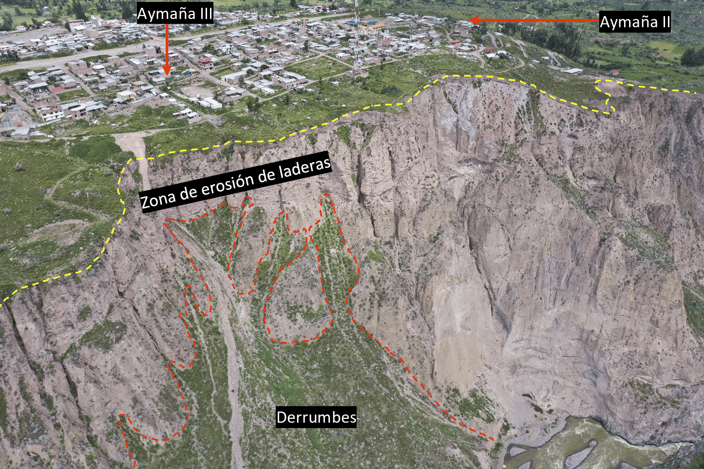 Zona susceptible a deslizamientos amenaza poblados de Cotahuasi
