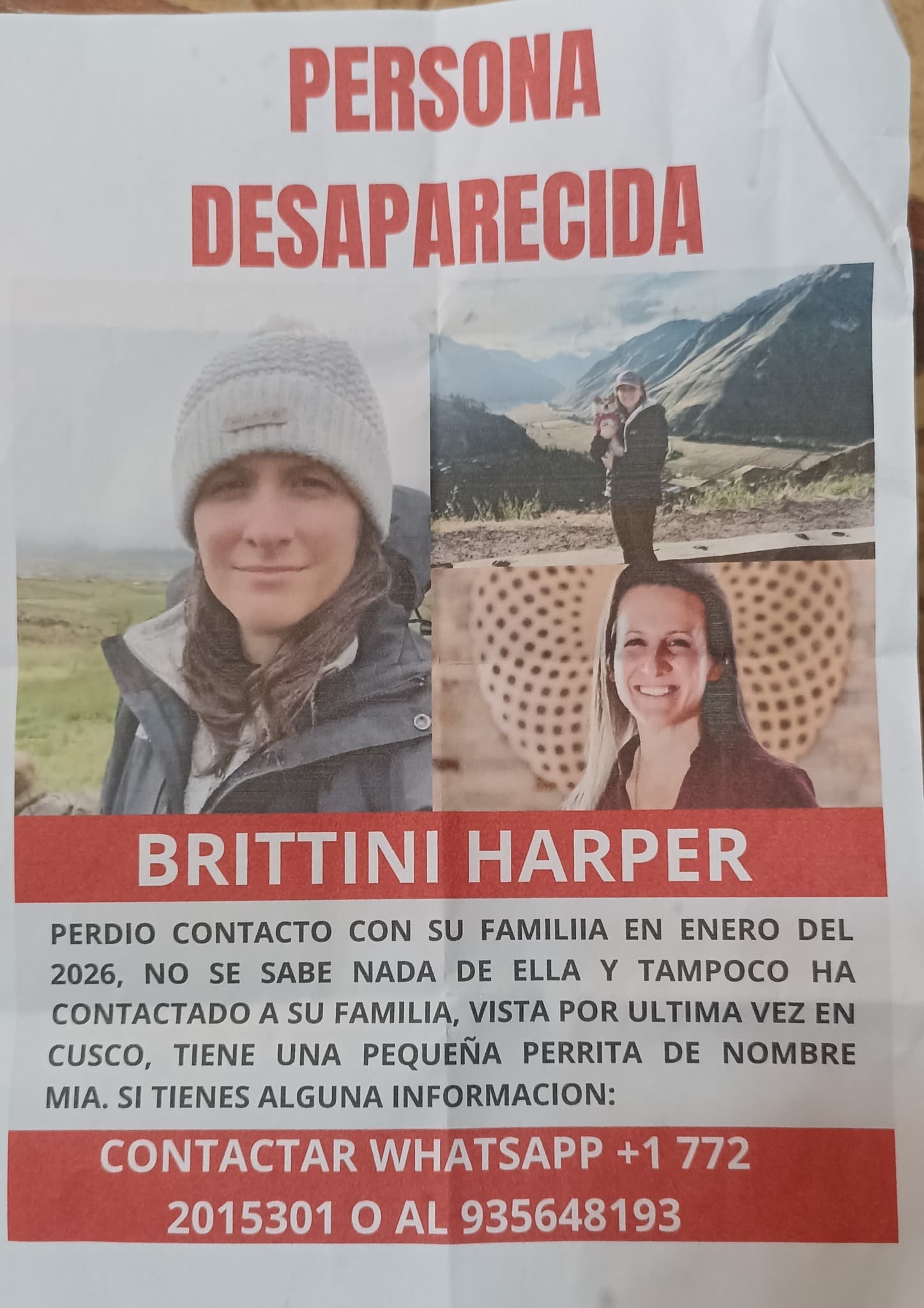 Padre estadounidense busca a hija desaparecida en Cusco