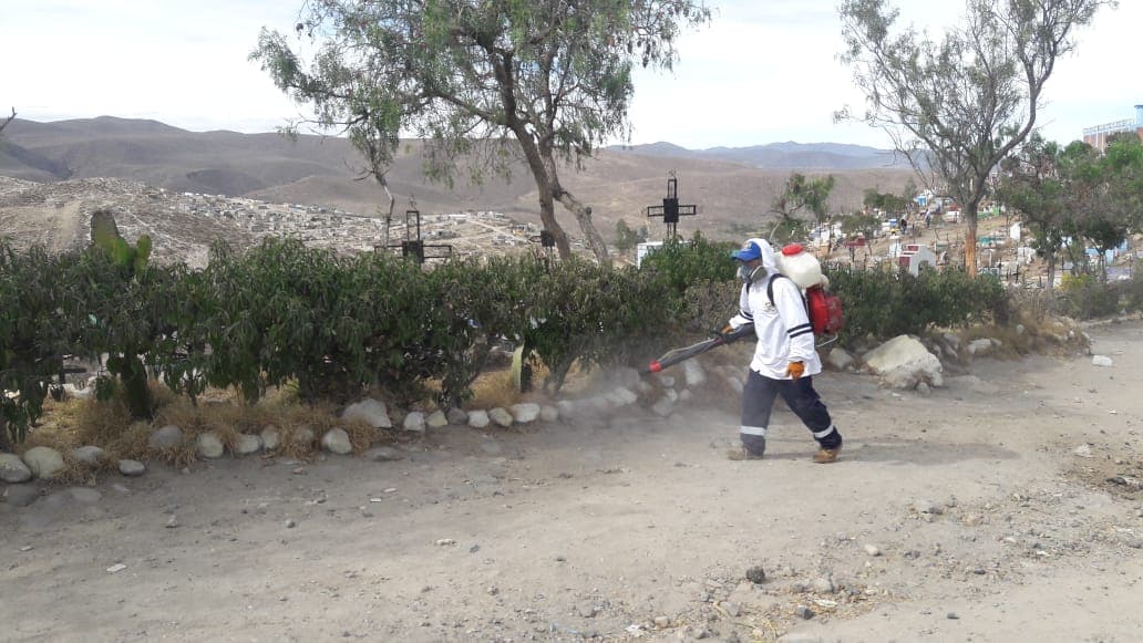 Paucarpata: Fumigan el cementerio tradicional y del Cebollar