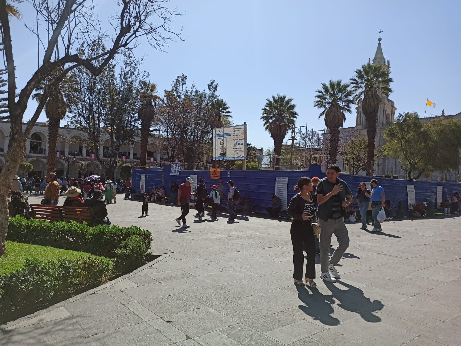 Postergan entrega de mejoras en pileta de la Plaza de Armas