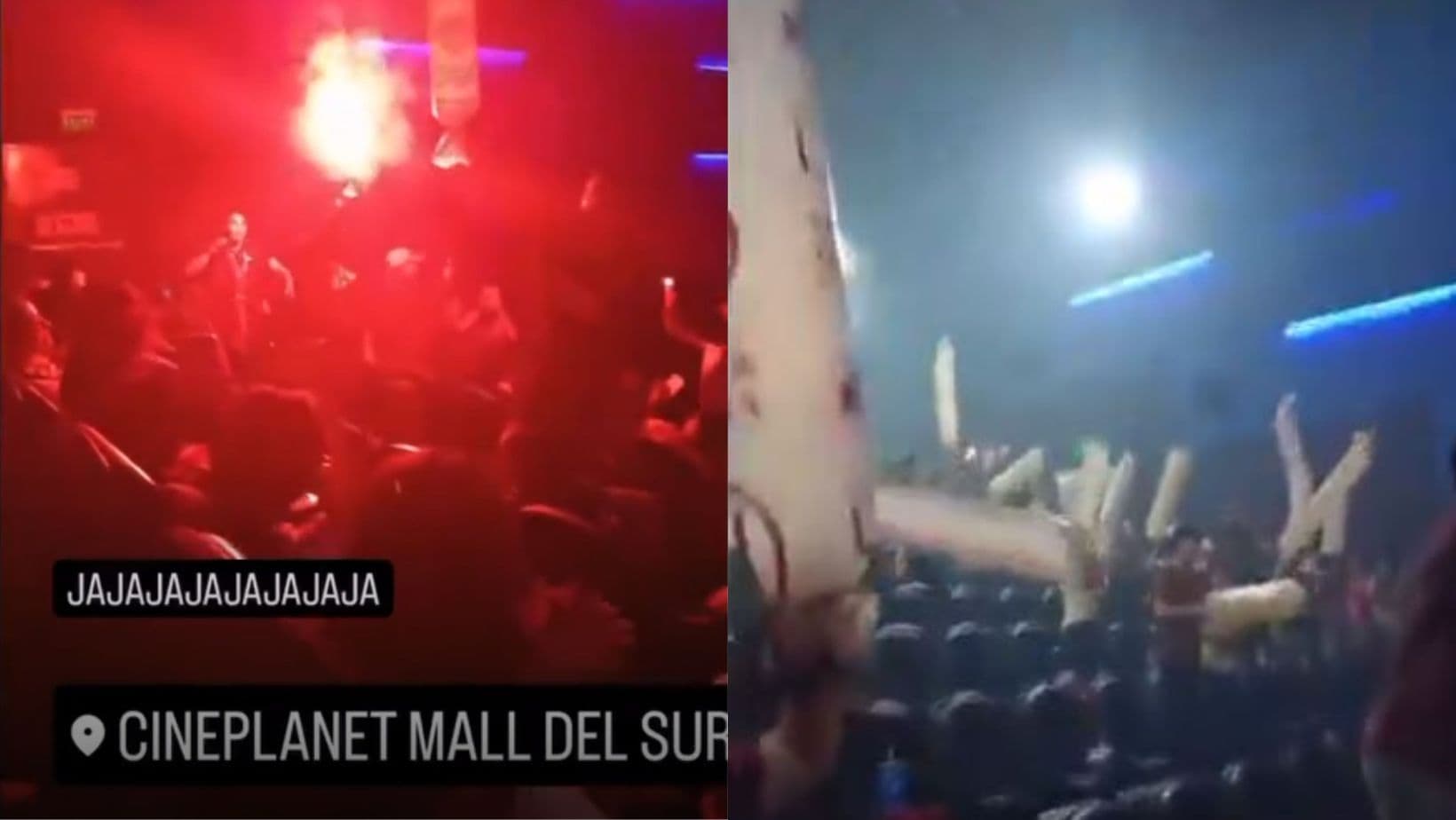 Hinchas de conocido club encendieron bengala en sala de cine