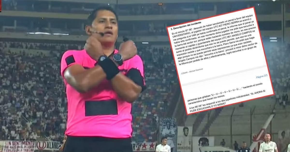 Árbitro confirma actos racistas en partido entre la ‘U’ y UTC