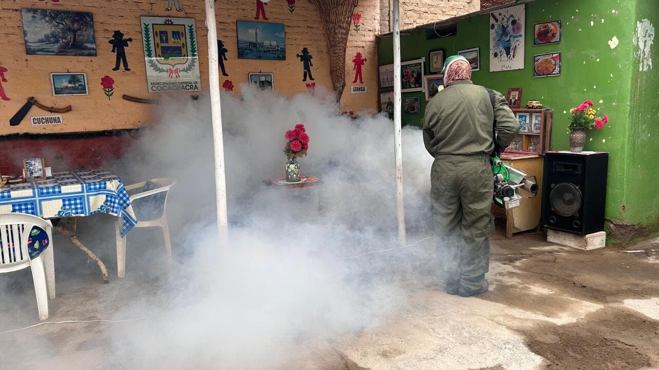 Fumigan viviendas de Cocachacra tras confirmar 2 casos de dengue