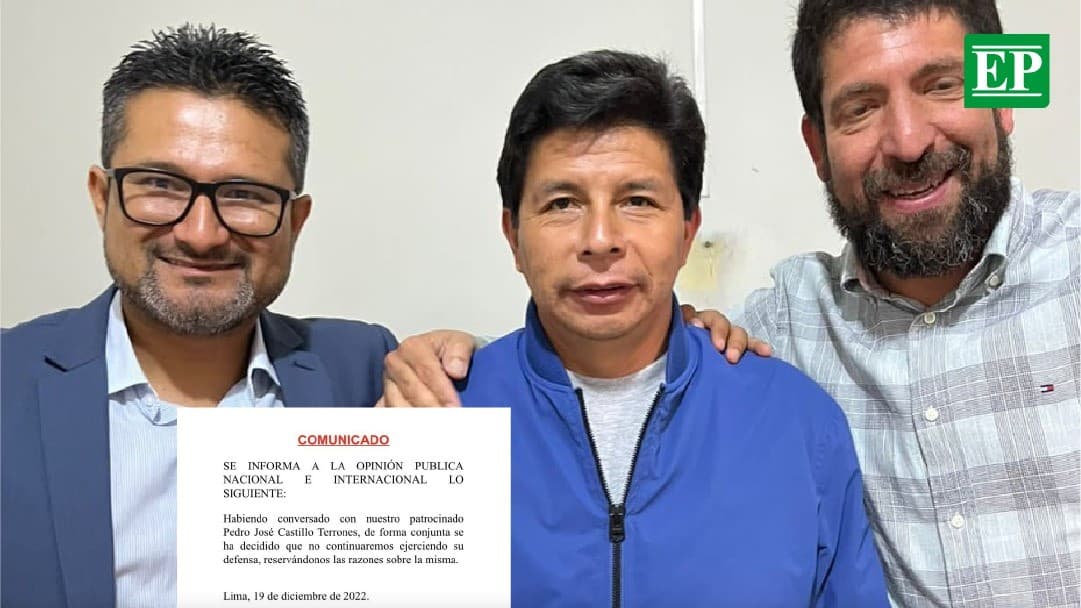 Abogados de Pedro Castillo no continuarán defendiéndolo