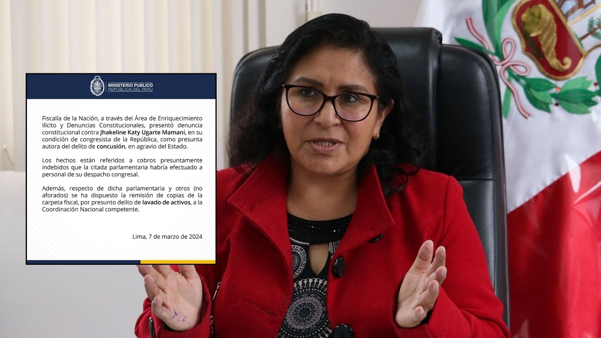 Presentan denuncia constitucional contra Katy Ugarte