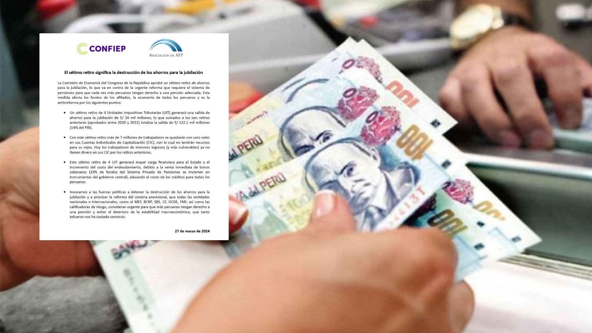 “Séptimo retiro de fondos destruiría los ahorros para la jubilación”