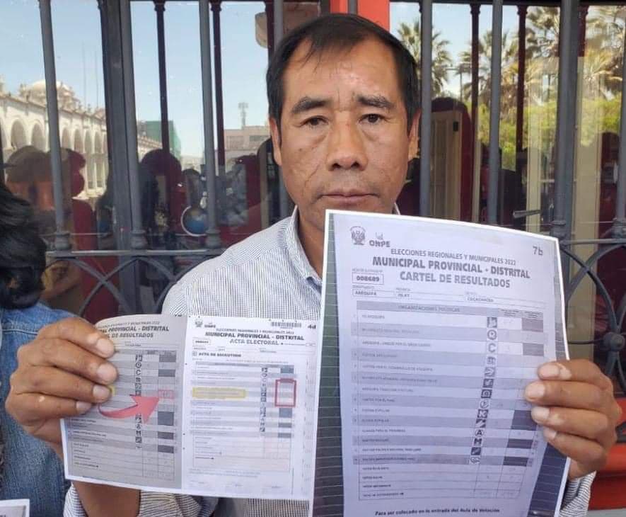 Candidato enmienda resultados de la ONPE y es virtual alcalde