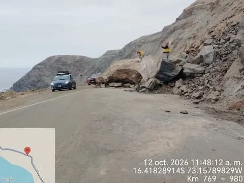 MTC habilita tránsito restringido en la Panamericana Sur tras caída de rocas en el sector La Planchada